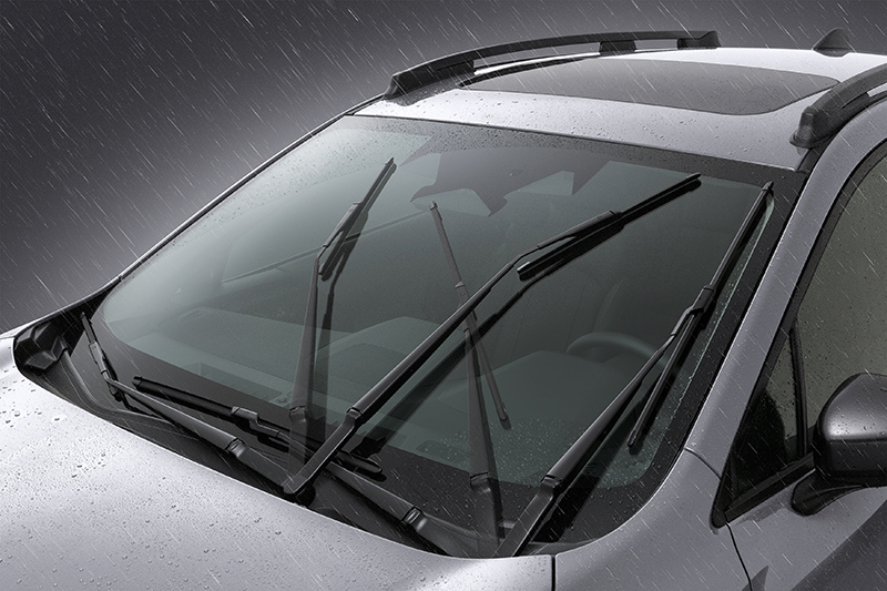 Tuulilasinpyyhkimen intervalliasetus näkyy Subarussa – säädettävissä ohjauspyörän vivusta.